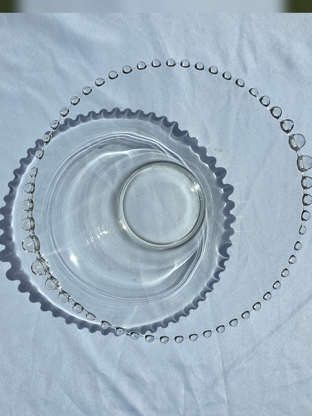 Vintage Imperial Candlewick 12" Belled Serving Bowl - MCM Beaded Glass